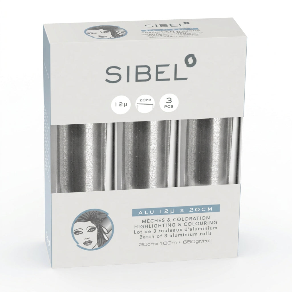 Sibel Alu Roll 20cmx100m 12µ Silver 3buc - Set Folii de Aluminiu Pentru Coafor