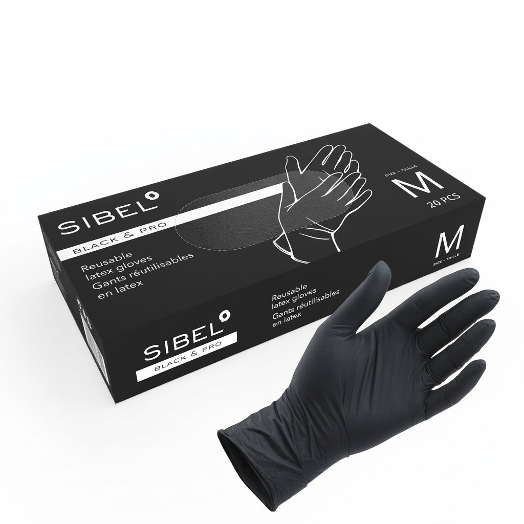 Sibel BlackPro Gloves Reusable Latex Black M - Manusi Reutilizabile din Latex
