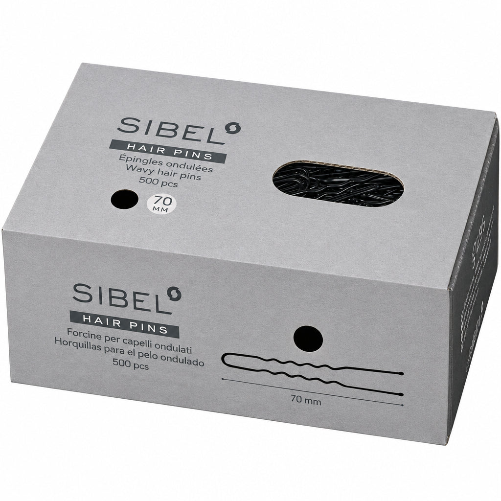 Sibel Classic Pins Metal Wavy Black 70mm 500buc - Agrafe Metalice Negre Pentru Par