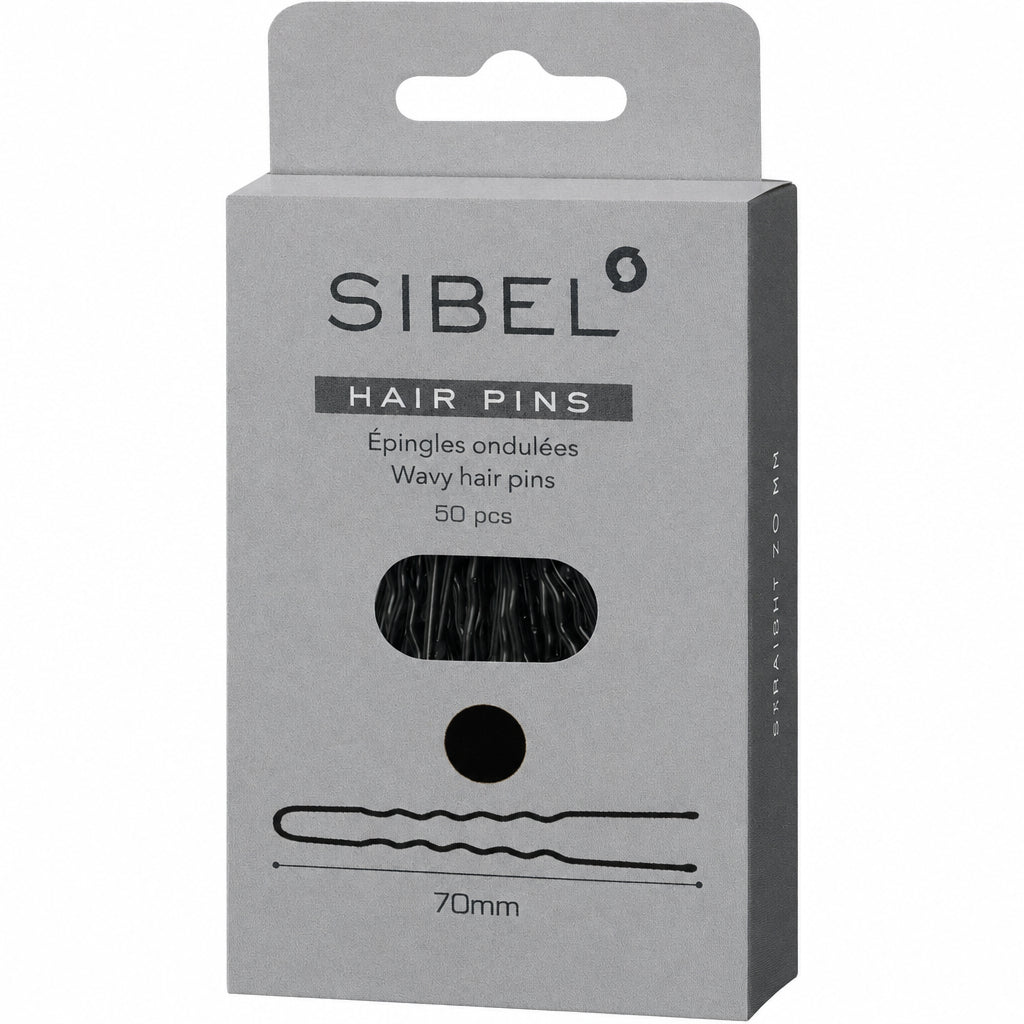 Sibel Classic Pins Metal Wavy Black 70mm 50buc - Agrafe Metalice Negre Pentru Par