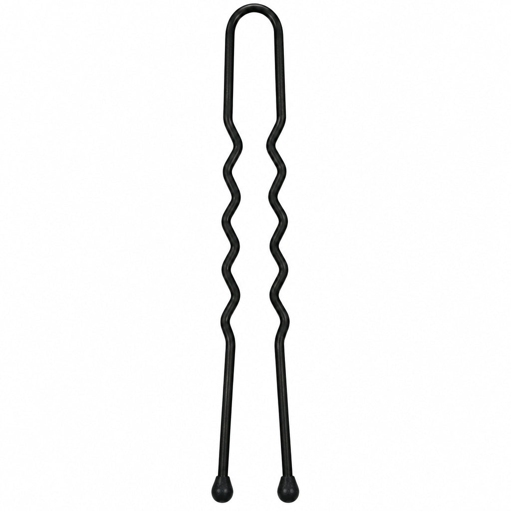 Sibel Classic Pins Metal Wavy Black 70mm 50buc - Agrafe Metalice Negre Pentru Par