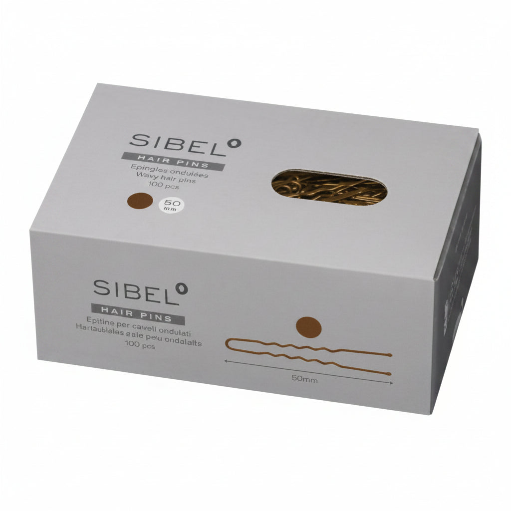 Sibel Classic Pins Metal Wavy Brown 50mm 500pcs - Agrafe Metalice Pentru Par Maro