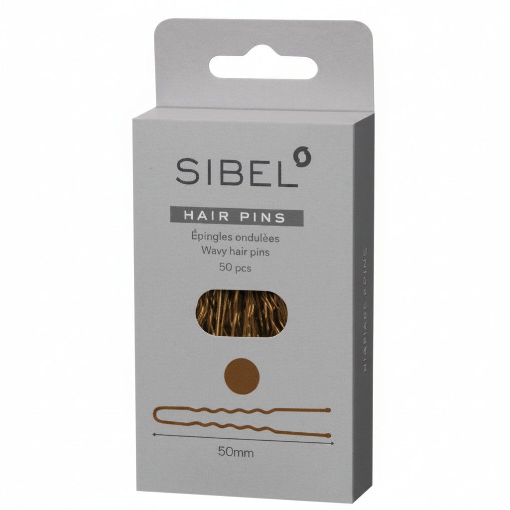 Sibel Classic Pins Metal Wavy Brown 50mm 50pcs - Agrafe Metalice Pentru Par Maro