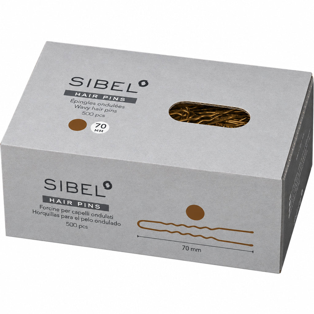 Sibel Classic Pins Metal Wavy Brown 70mm 500buc - Agrafe Pentru Par