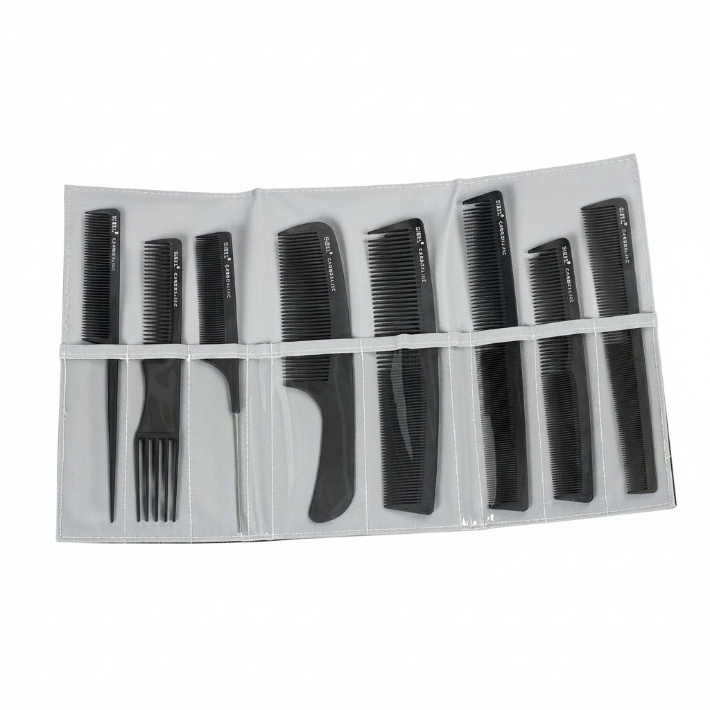 Sibel Cutting Comb Set Carbon 8pcs - Set Piepteni din Carbon