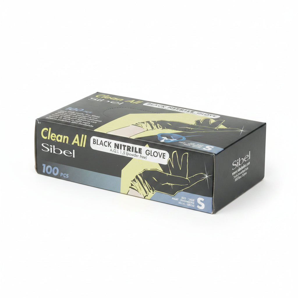 Sibel Disposable Powder-Free Nitrile Gloves Black S 100pcs - Manusi Nitril Negre Fara Pudra