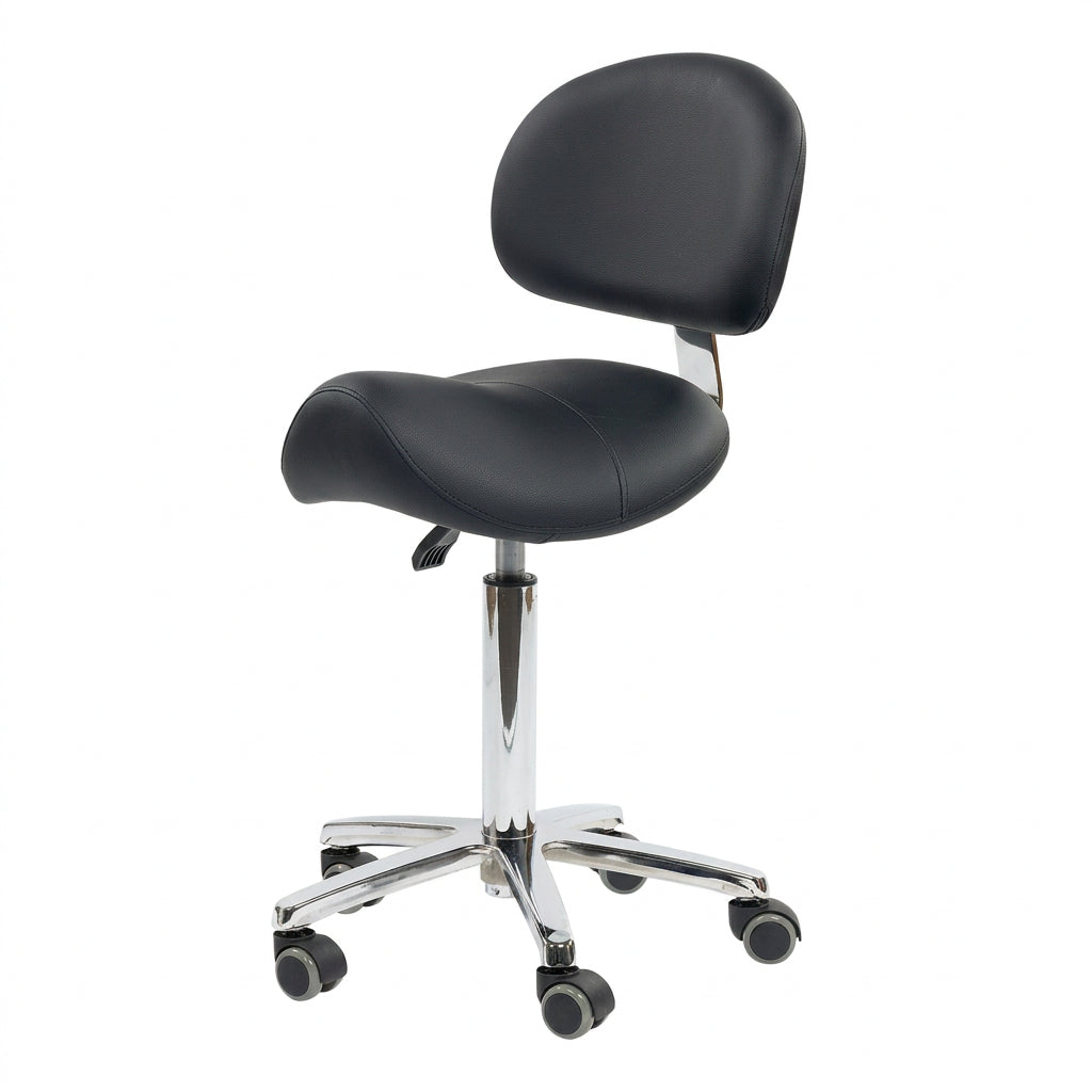 Sibel Stool Backrest Felix Black - Scaun Profesional Pentru Coafor cu Spatar
