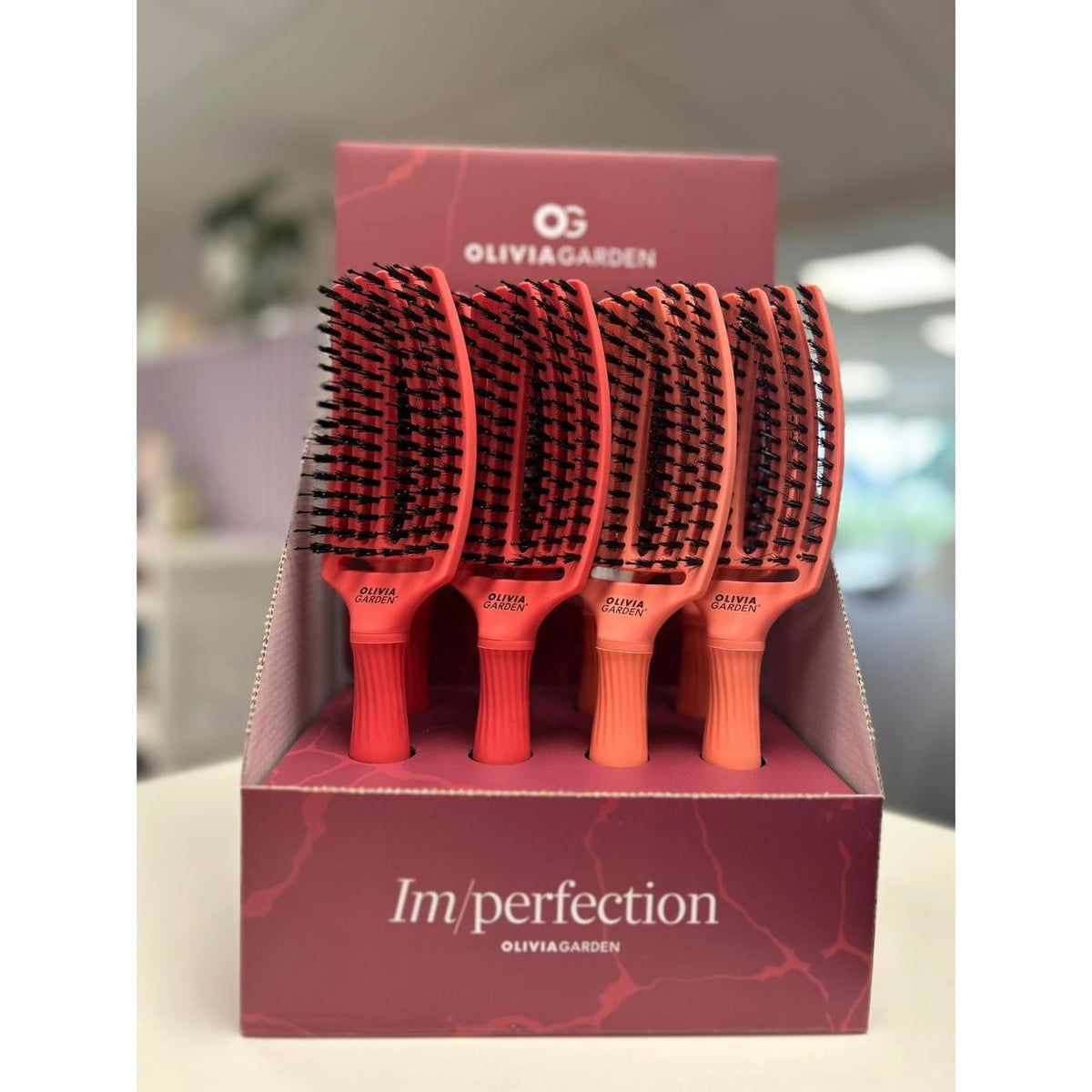 Olivia Garden Finger Brush Medium Combo Radiant Peach - Perie de Par Paddle Descurcare - Beauty Lounge