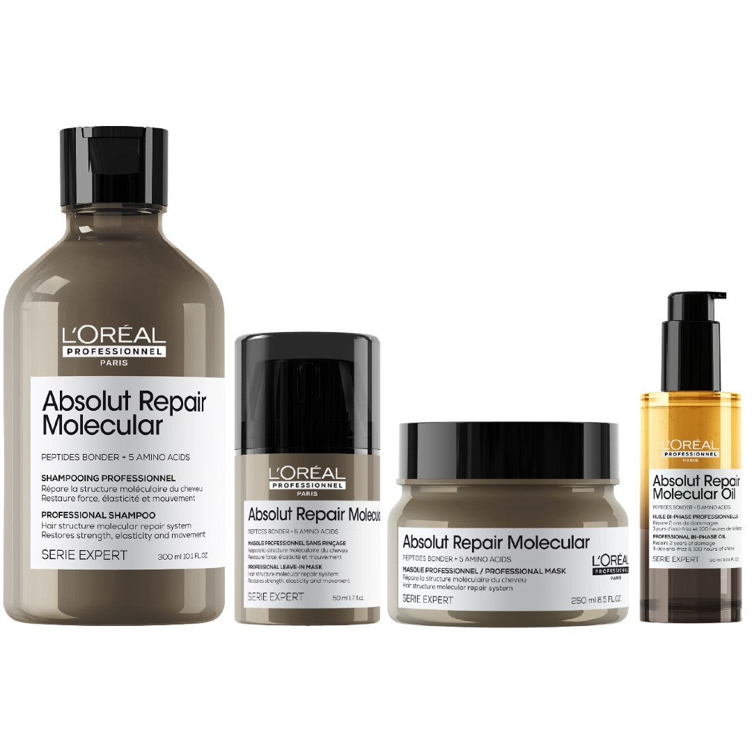 Set L’Oreal Absolut Repair Molecular - Sampon 300ml + Masca 250ml + Crema 50ml + Ulei 90ml - Beauty Lounge