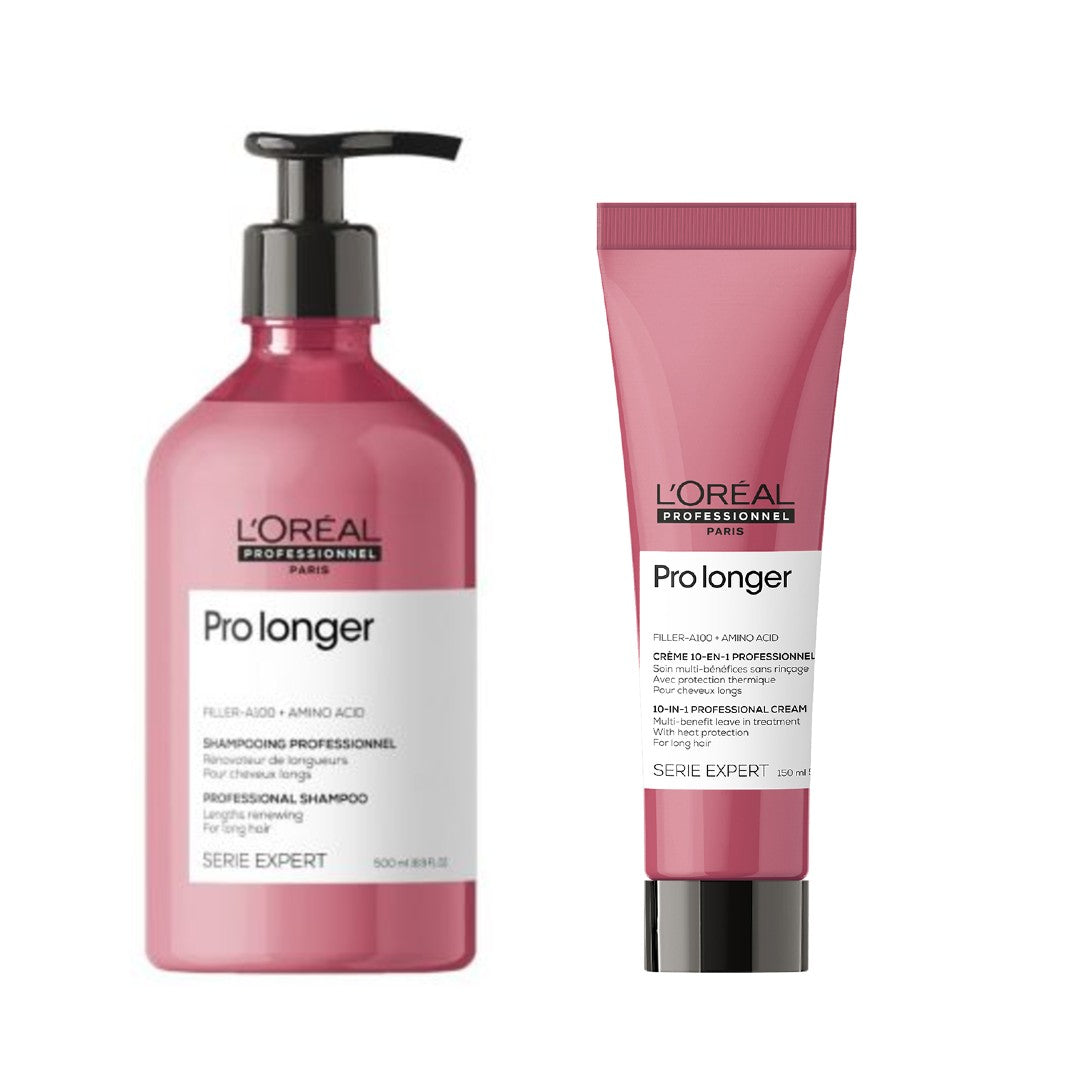 Set L’Oreal Pro Longer - Sampon 500ml + Crema Leave-In 150ml Pentru Repararea Lungimilor - Beauty Lounge