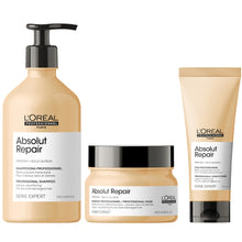 Încarcă imaginea în Galerie, Set L’Oreal Absolut Repair GOLD - Sampon 500ml + Balsam 200ml + Masca Aurie 250ml
