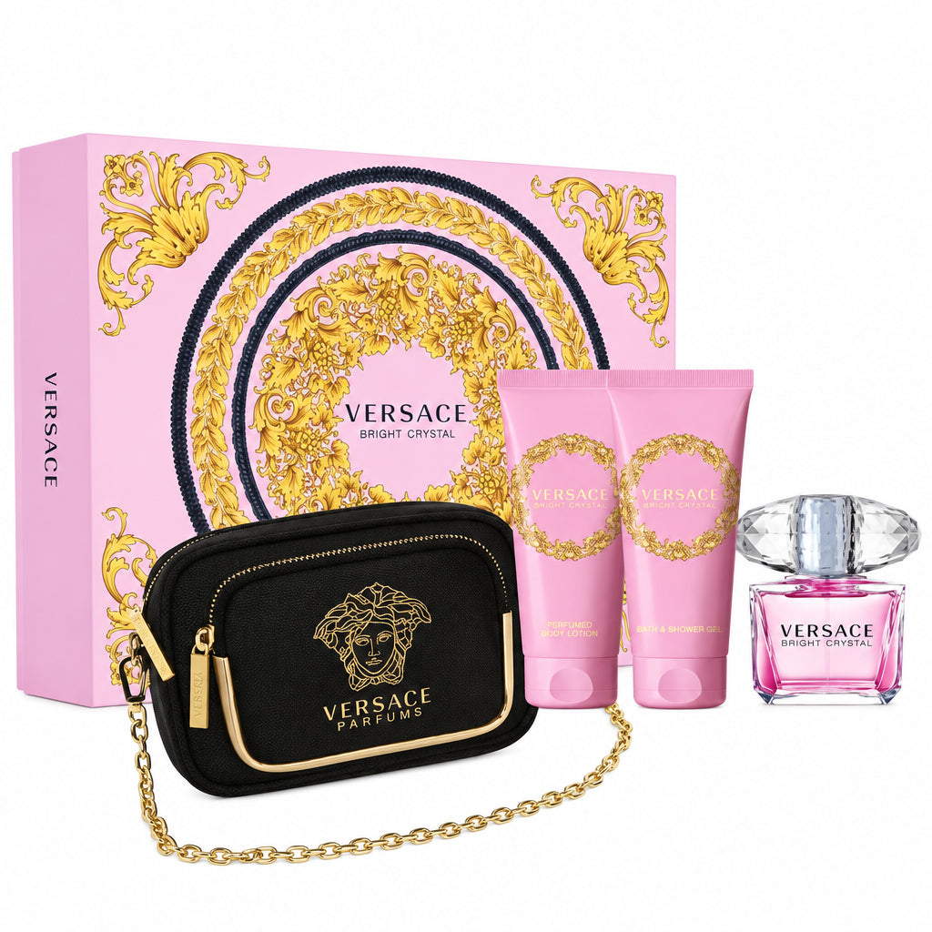 Versace Bright Crystal Set - Apa de Toaleta 90ml + Gel Dus 100ml + Lotiune Corp 100ml + Gentuta Pentru Femei