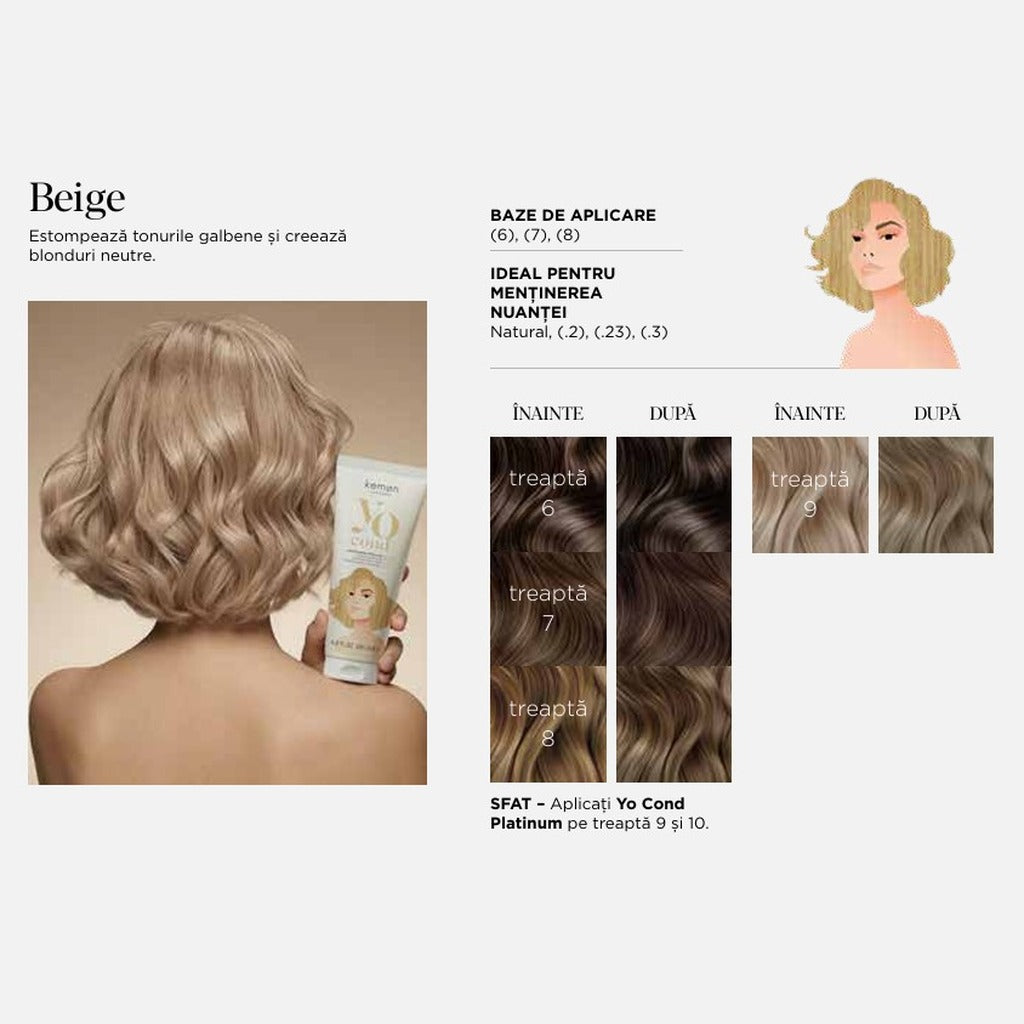 Kemon Yo Cond Beige 200ml - Balsam Nuantator Pentru Par Blond si Blond Decolorat
