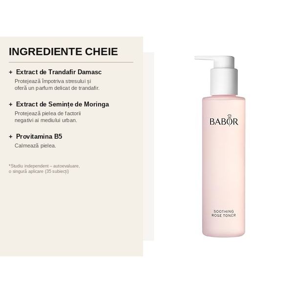 ingredienti Babor Soothing Rose Toner 200ml - Lotiune Tonica Calmanta cu Extract de Trandafir de Damasc pentru Ten Sensibil - Beauty Lounge