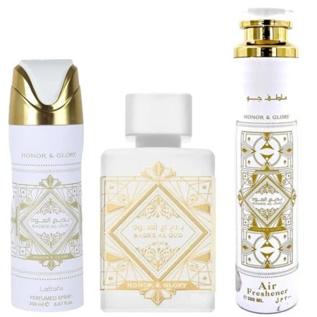 Badee al Oud Honor Set Glory 100ml + Deodorant 200ml + Odorizant de Camera 300ml - Beauty Lounge
