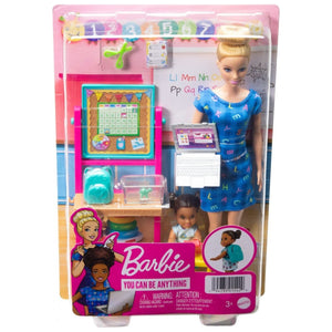 Barbie Cariere Set Mobilier cu Papusa Blonda Profesoara