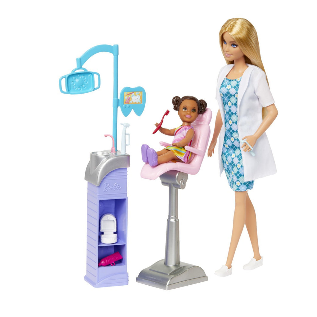 Barbie Cariere Set Mobilier cu Papusa Doctor Stomatolog Blonda