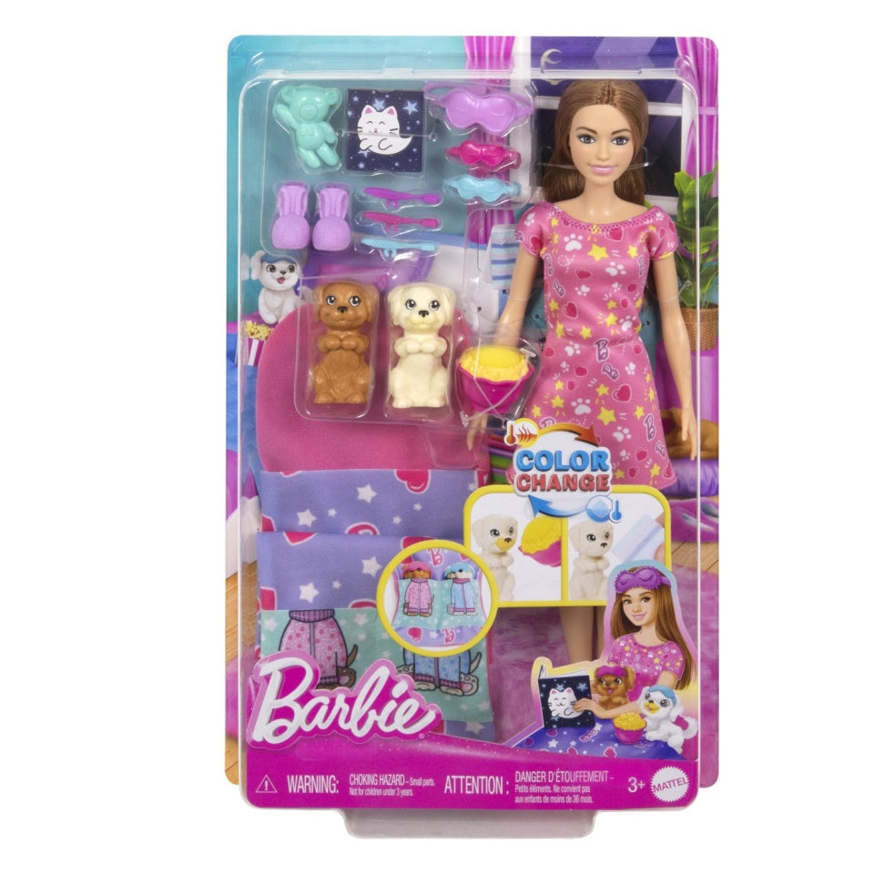 Barbie Papusa Family Set Petrecere cu 2 Catelusi 33cm