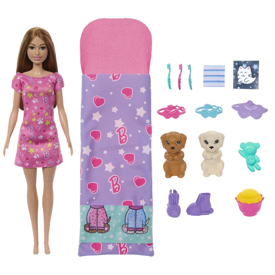 Barbie Papusa Family Set Petrecere cu 2 Catelusi 33cm