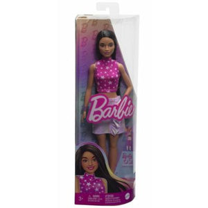 Barbie Papusa Fashionista Bruneta cu Top cu Stelute