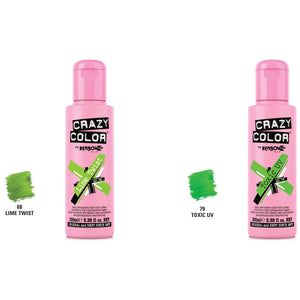 Set Crazy Color Vopsea Semipermanenta 68 Lime Twist 100ml si 79 Toxic UV 100ml