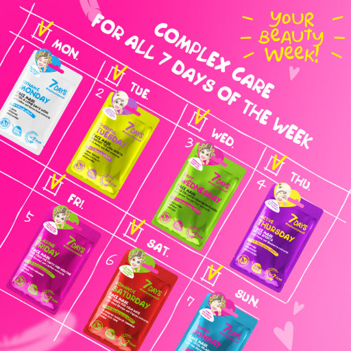 7DAYS Masca de Fata Easy Wednesday Ceai Verde & Para 28g - Reduce Iritatiile