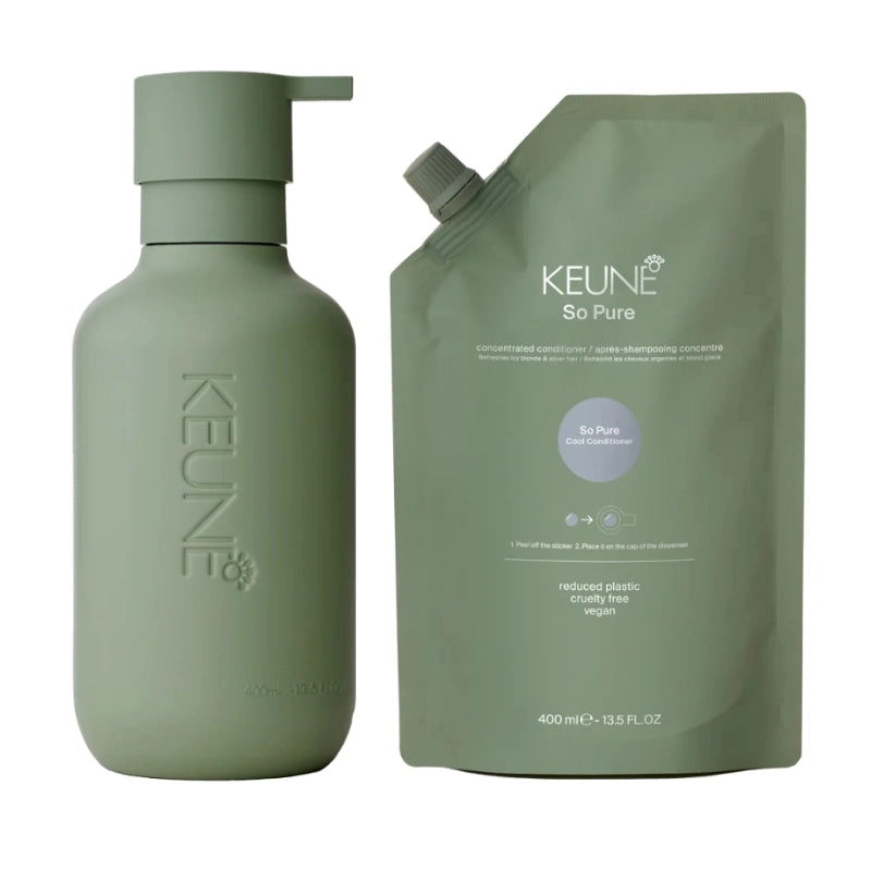 Keune Kit So Pure Cool 400ml - Dispenser + Balsam Neutralizator Pentru Par Blond