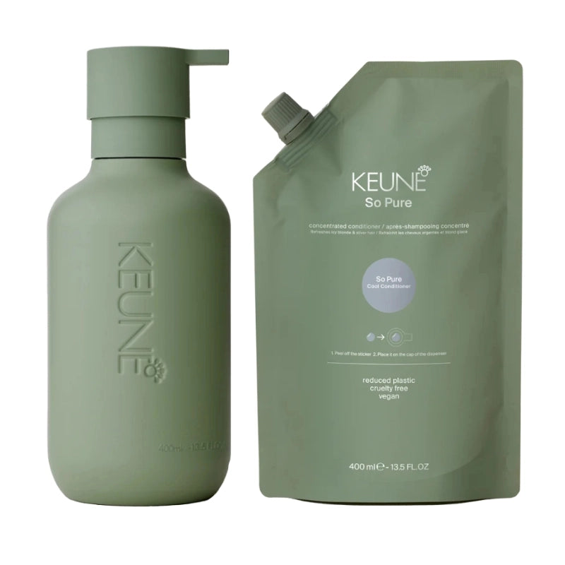 Keune Kit So Pure Cool - Dispenser + Balsam Neutralizator pentru Par Blond 400ml