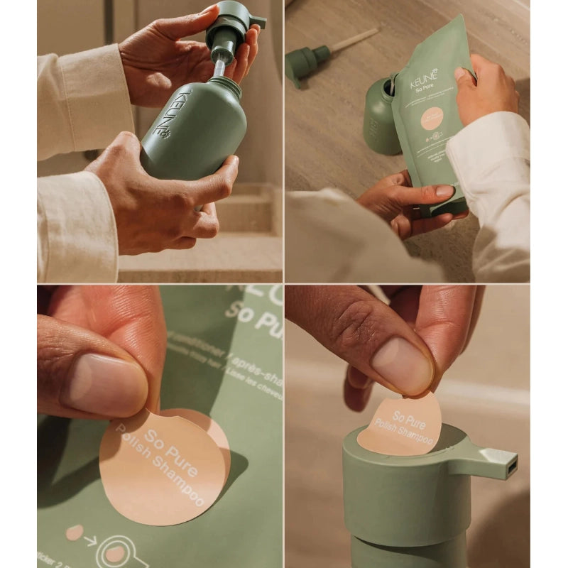 Keune Kit So Pure Cool 400ml - Dispenser + Balsam Neutralizator Pentru Par Blond