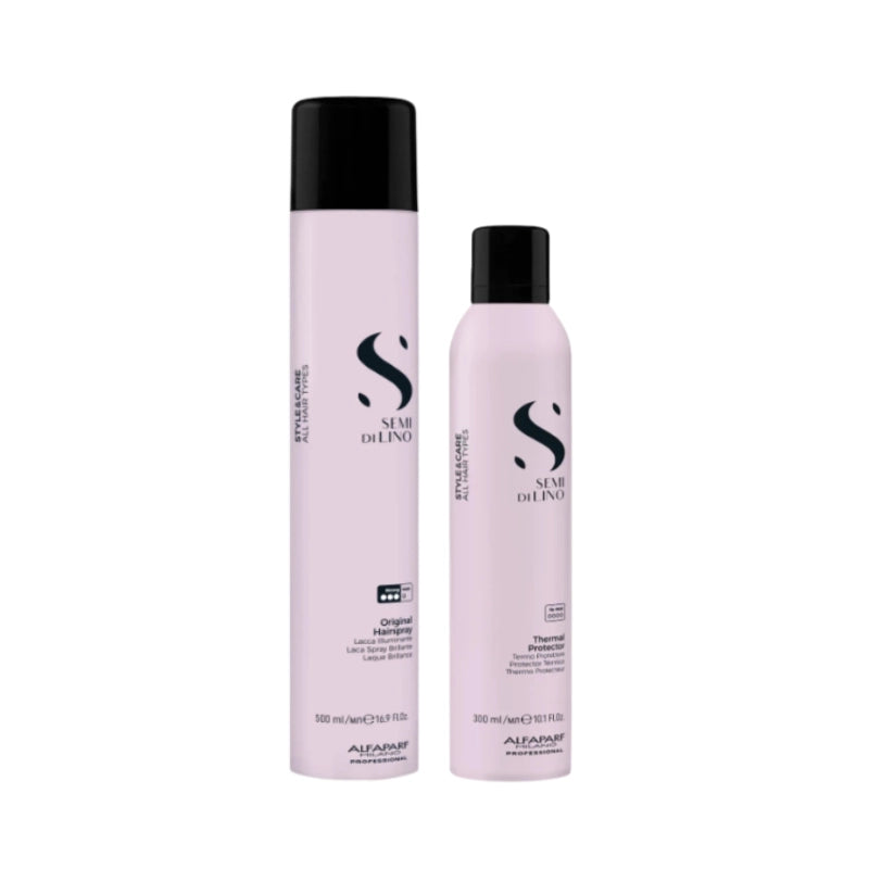 Set Alfaparf Semi di Lino - Fixativ 500ml si Spray Termo Protector 300ml