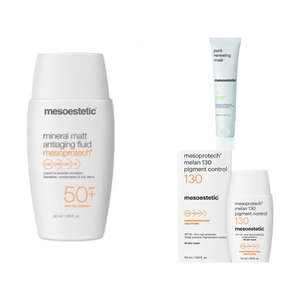 Set Mesoestetic - Masca Exfolianta 100ml si Antiaging Fluid 50ml SPF50+