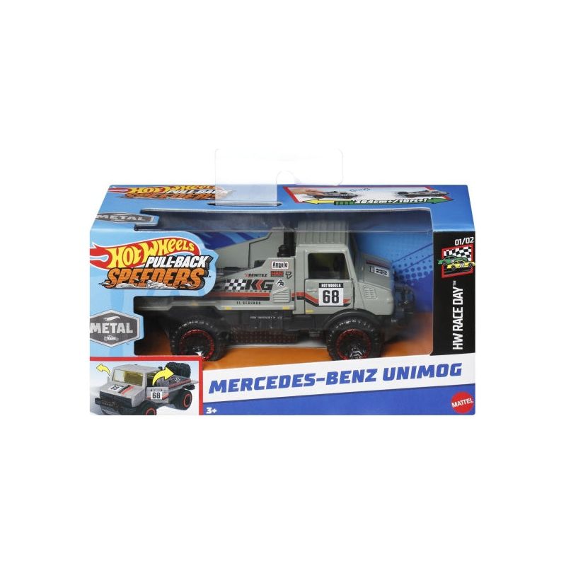 Hot Wheels Masinuta Metalica cu Sistem Pull Back Mercedes Benz Unimog