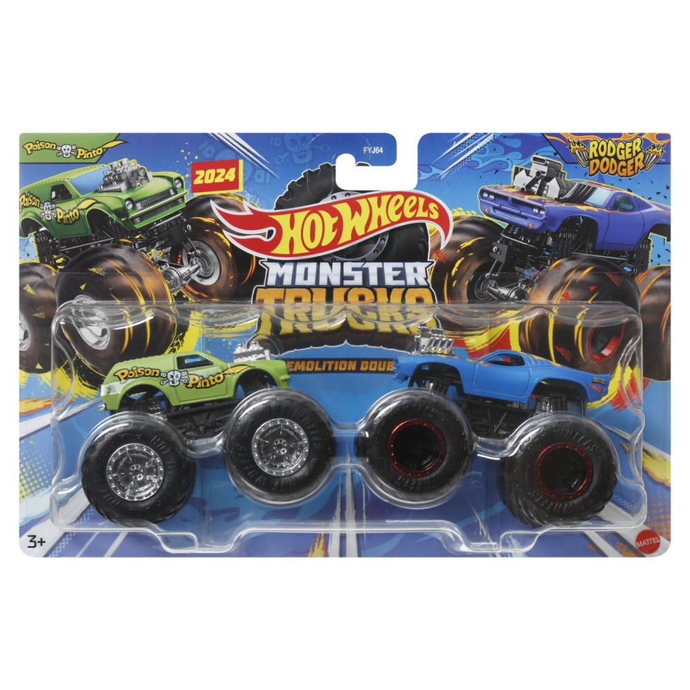 Hot Wheels Monster Truck Set 2 Masini Rodger Dodger si Poison Pinta Scara 1 La 64