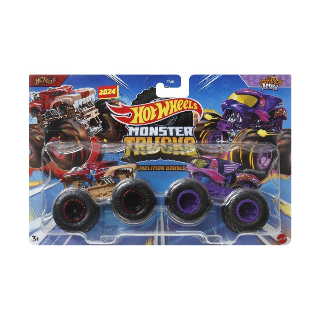 Hot Wheels Monster Truck Set 2 Masini Scratch Attack si Hot Weiler Scara 1 La 64 NEW