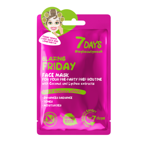 7DAYS Masca de Fata Blazing Friday Apa de Cocos & Lychee 28g - Pentru Luminozitate