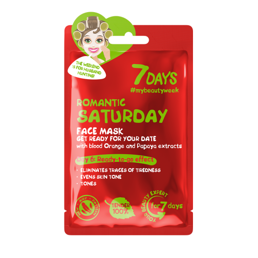7DAYS Masca de Fata Romantic Saturday Portocala Rosie & Papaya 28g - Pentru Luminozitate