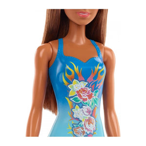 Barbie Papusa Satena cu Costum de Baie Albastru