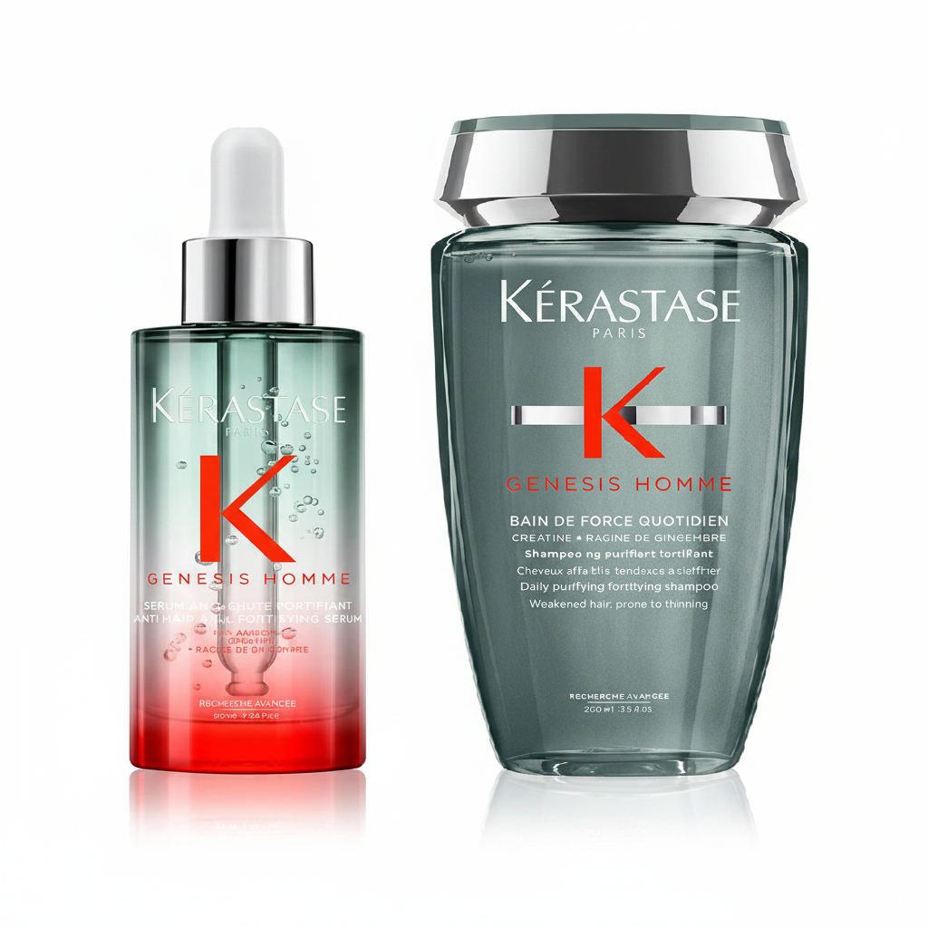Set Kerastase Genesis Homme Duo Serum 90ml si Sampon Bain de Force Quotidien 250ml - Beauty Lounge
