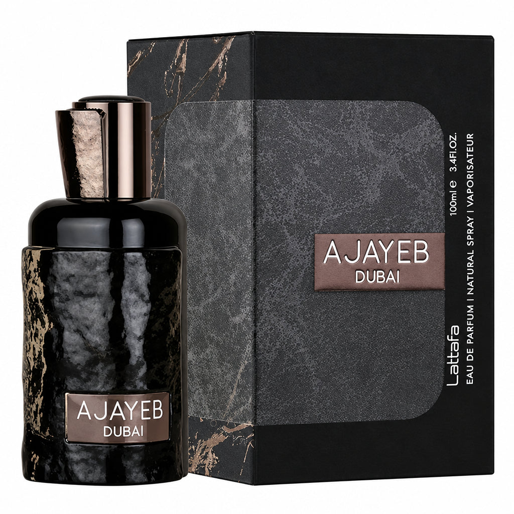 Lattafa Ajayeb Dubai 100ml - Apa de Parfum Unisex Dulce-Afumat