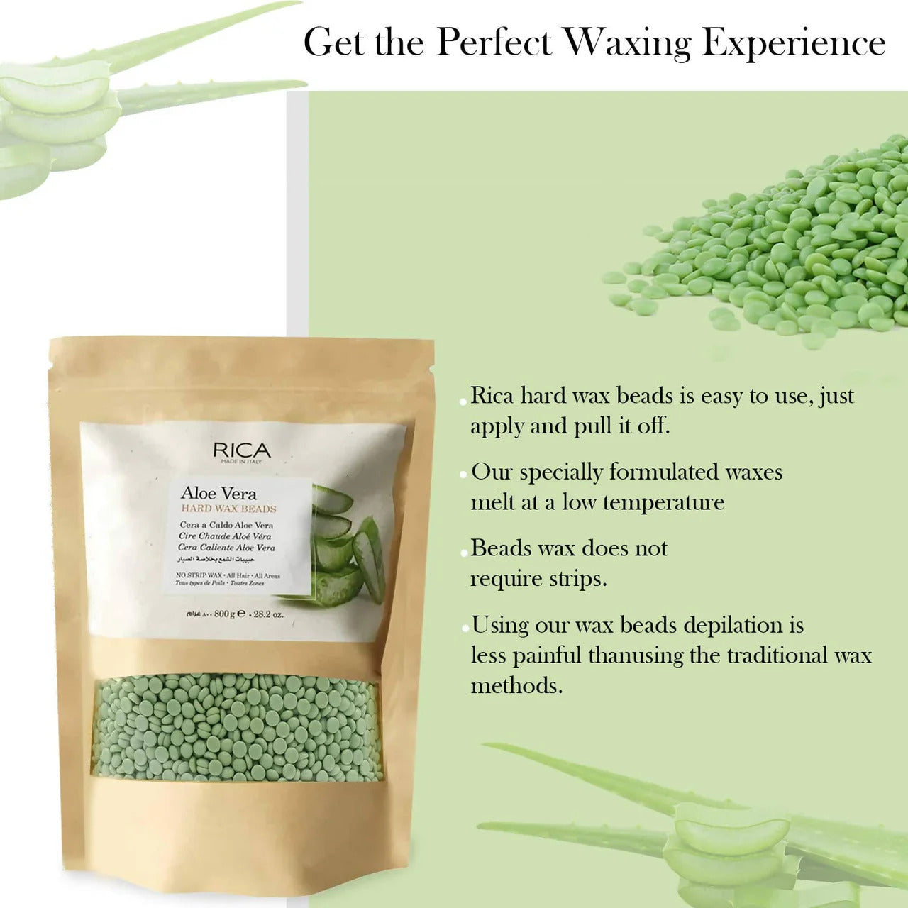 Rica Aloe Vera Hard Wax Beads 800g - Ceara Profesionala Pentru Epilare Delicata