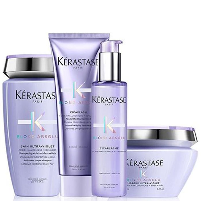 Set Kerastase Blond Absolu - Sampon Ultra-Violet 250ml Balsam 250ml Masca 200ml si Ser 150ml