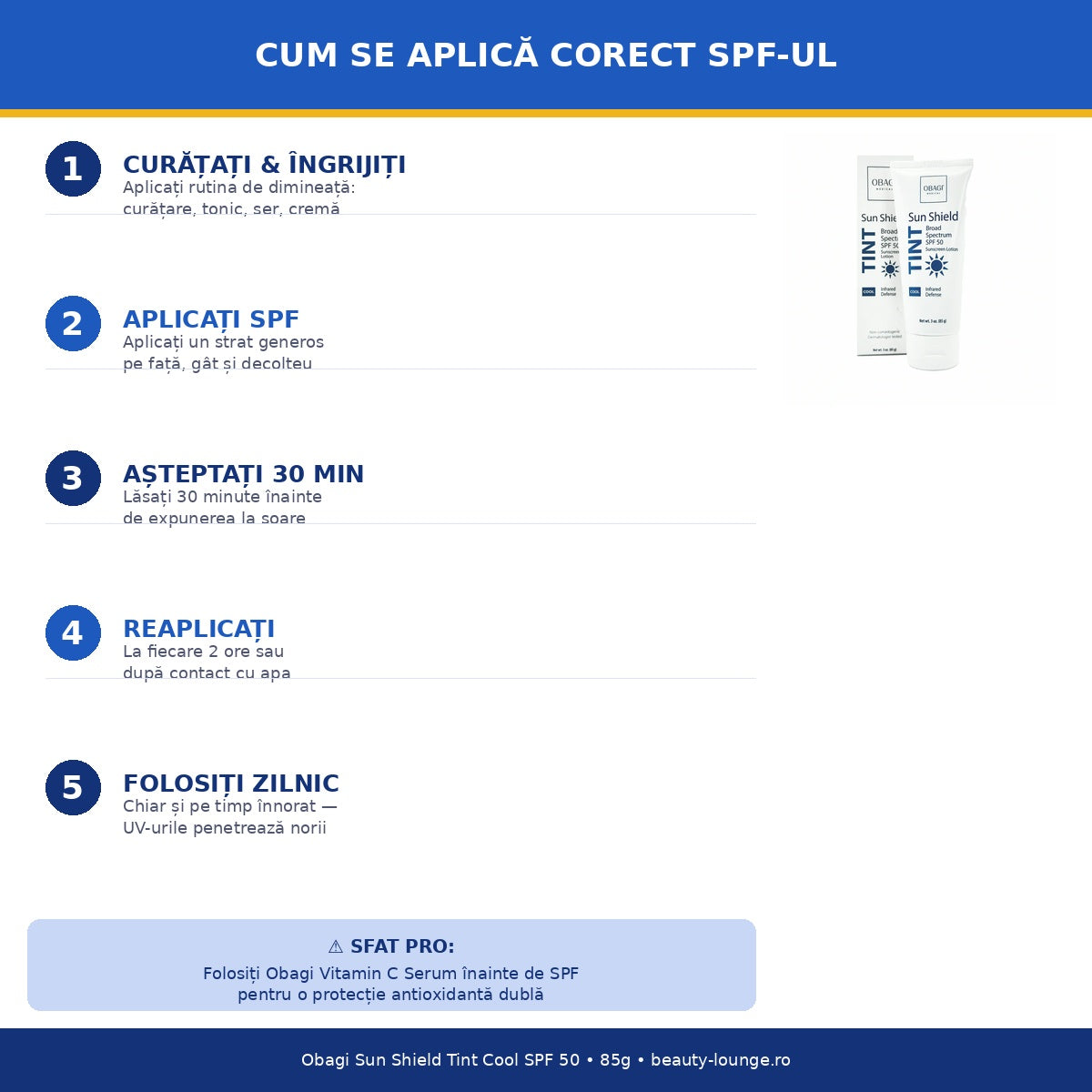 Obagi Sun Shield Tint Cool SPF50 85g - Protectie Solara Nuantatoare Pentru Ten