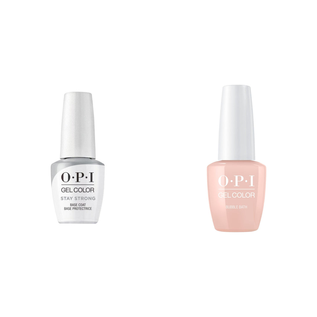 Set OPI Oja Gelcolor Base Coat Stay Strong 15ml si Bubble Bath 15ml