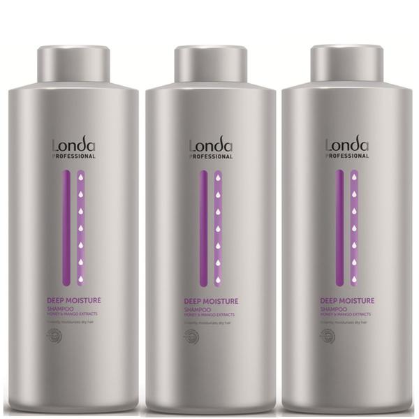Set Londa Deep Moisture Shampoo 1000ml - 3 x Sampon Intens Hidratant - Beauty Lounge
