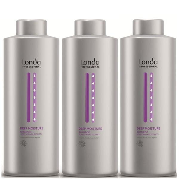 Set Londa Deep Moisture Shampoo 1000ml - 3 x Sampon Intens Hidratant