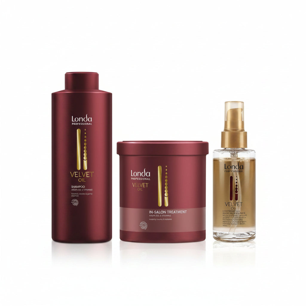 Set Londa Velvet Oil cu Ulei de Argan - Sampon 1000ml Masca Tratament 750ml si Ulei 100ml - Beauty Lounge