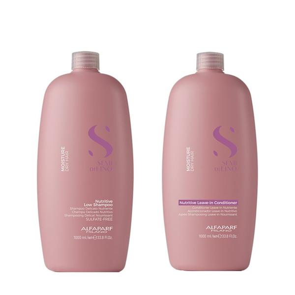 Set Alfaparf Milano Semi Di Lino Moisture Nutritive - Sampon 1000ml si Balsam 1000ml - Beauty Lounge