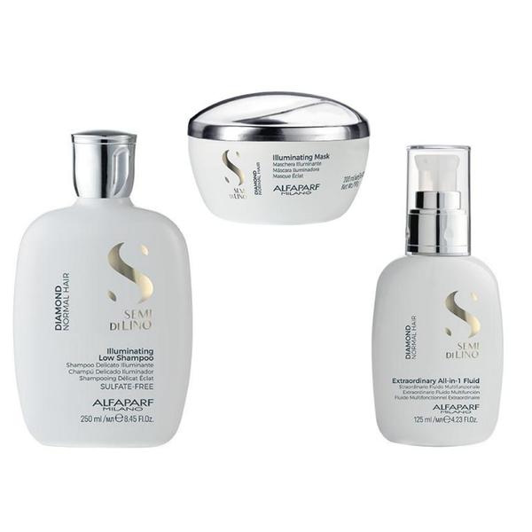 Set Alfaparf Milano Diamond Illuminating - Sampon 250ml Masca 200ml si Fluid 125ml - Beauty Lounge
