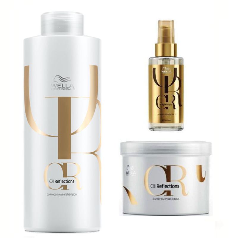 Set Wella Professionals Oil Reflections Luminous - Sampon 1000ml Masca 500ml si Ulei 100ml