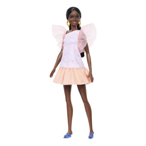 Barbie Papusa Fashionista Afro-Americana cu Rochie Peach